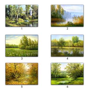 饰画走廊客厅沙发背景墙横版 风景树林油画装 挂画画芯 横版 自粘欧式