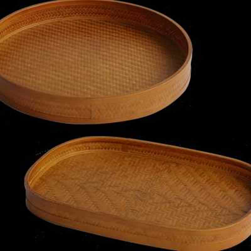 竹编托盘茶盘果盘竹制品手工茶道配件干泡台 茶几收纳展示o