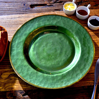 北欧餐盘水果盘子玻璃盘家用祖母绿盘垫盘样板间装饰摆餐具菜盘子