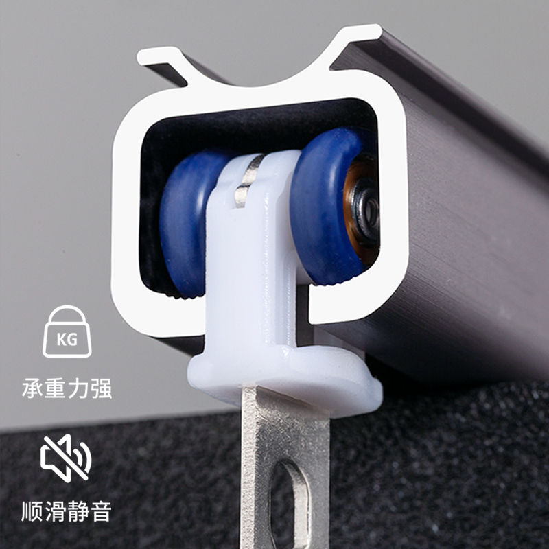 特厚窗帘轨道顶装静音轴承滑轮双轨道滑轨双层导轨直轨弯轨侧装灰