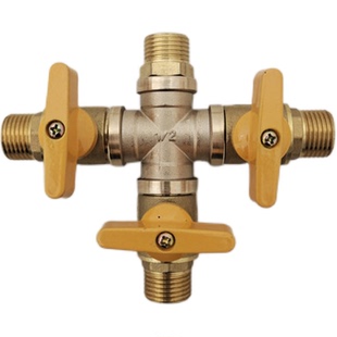 4分外丝四通阀门开关 煤气燃气4分外螺纹四通接头带开关