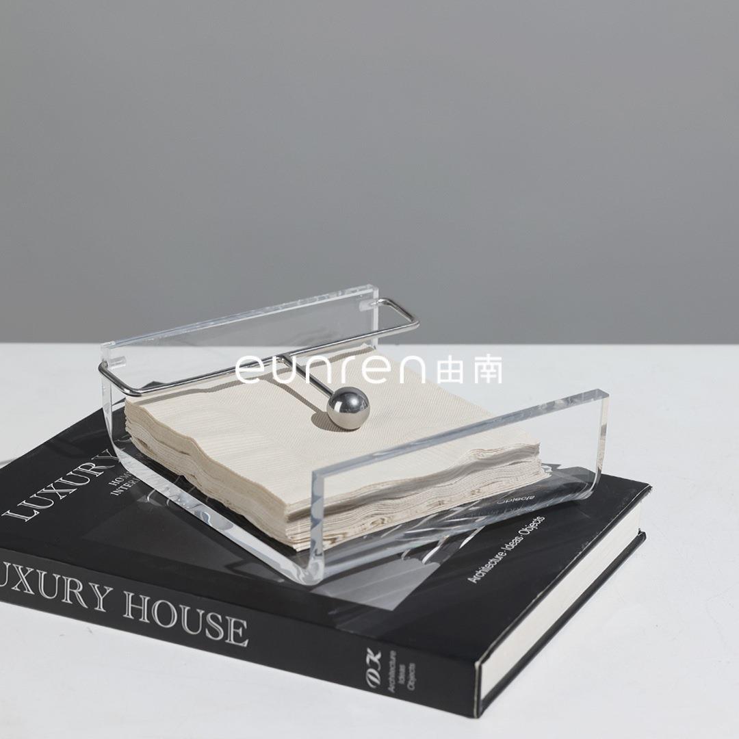 现代简约轻奢亚克力定点纸巾架家居摆件餐厅桌面压纸座抽纸盒摆设
