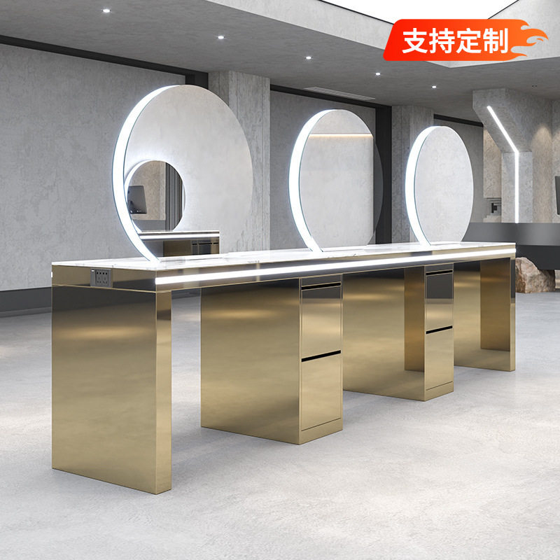 网红理发店镜台发廊专用单面双面落地镜台理发店专用镜子美发店镜