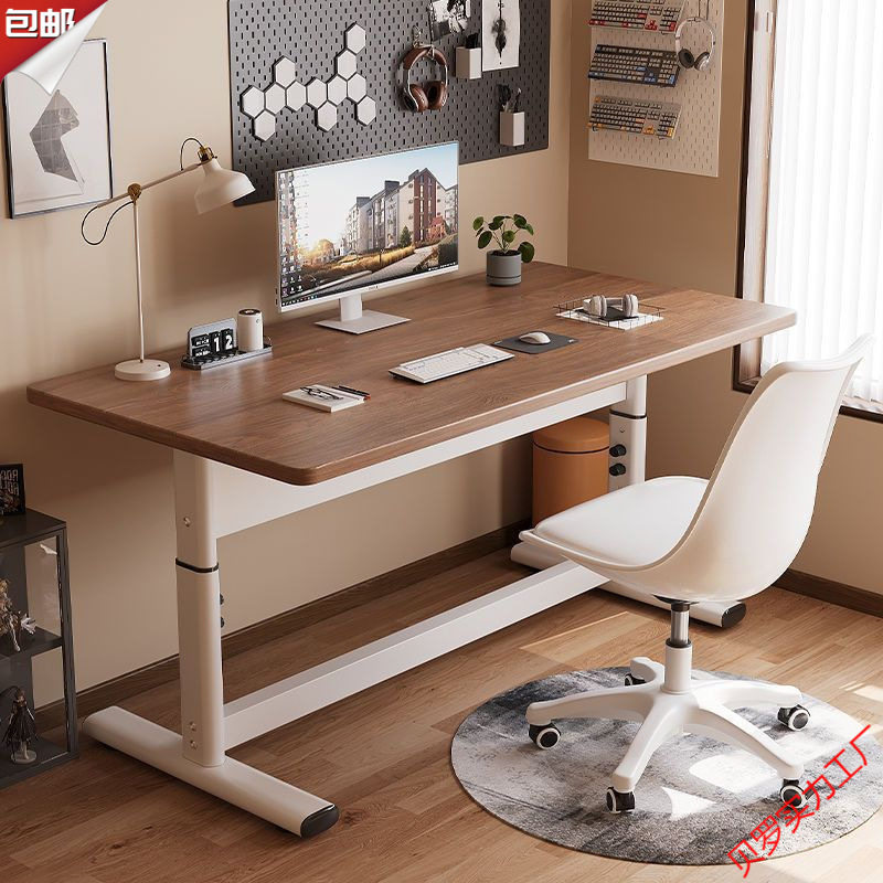 升降桌手摇升降桌简易电竞电脑桌学习桌书桌家用台式写字桌电脑桌