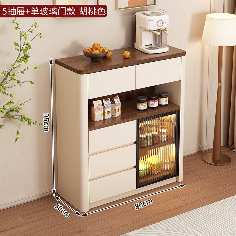 中古风厨房餐边柜靠墙一体客厅多功能厨房储物柜边柜茶水置物柜子