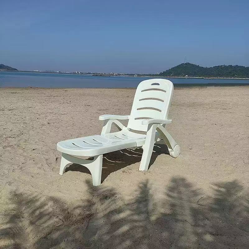 户外躺床沙滩度假村阳台庭院休闲椅防水防晒折叠露台泳池塑料躺椅