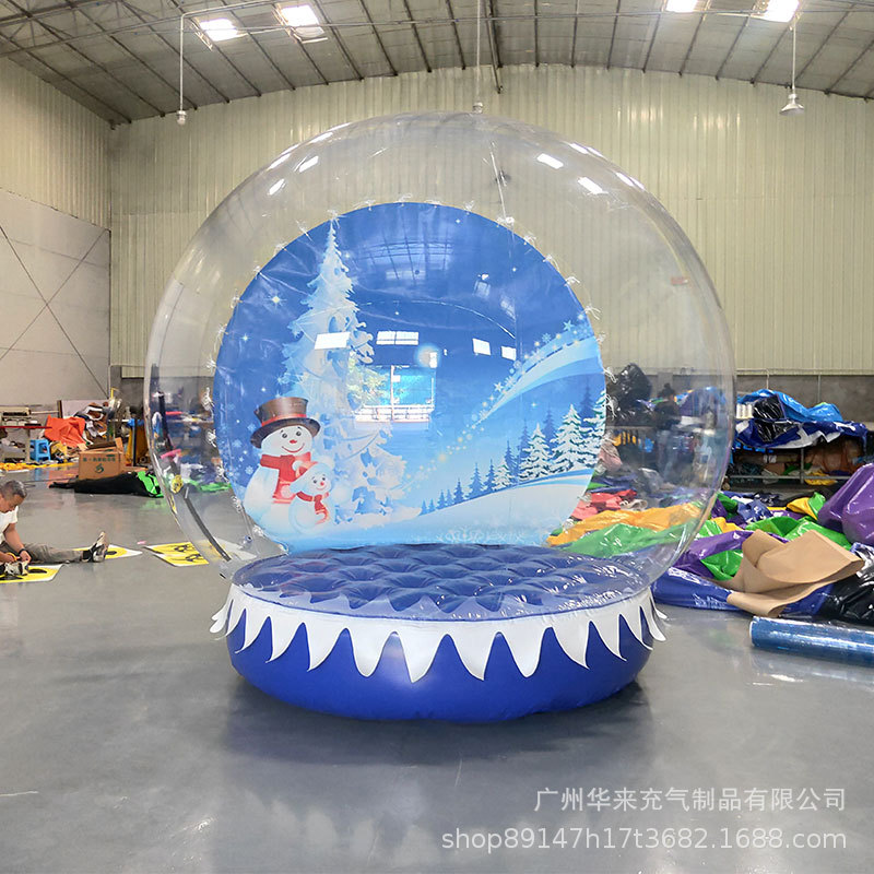 大型商场圣诞装饰充气雪花球水晶球气模泡泡屋网红打卡拍摄道具