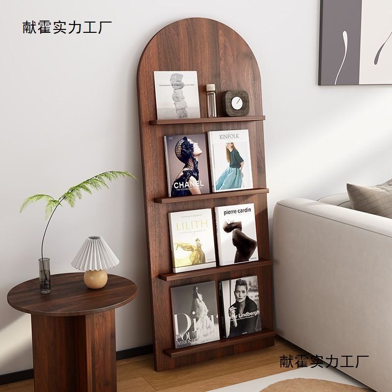 实木落地多层书报展示架