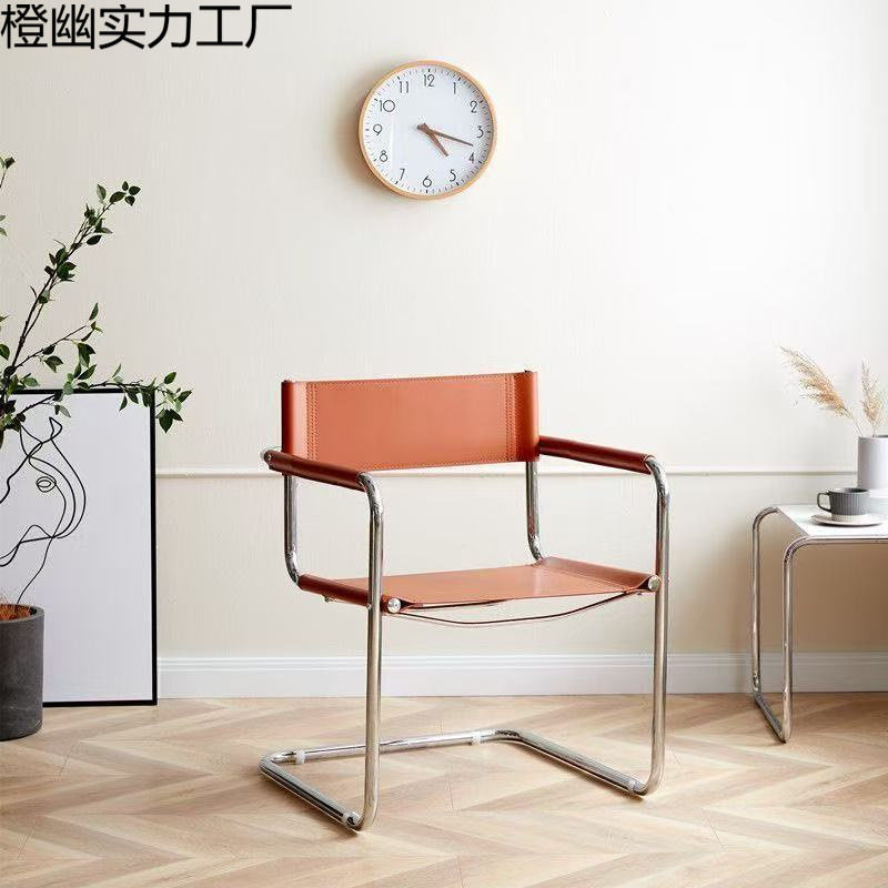 中古扶手先生椅办公休闲椅家用靠背椅子中古餐椅网红阳台马鞍皮椅