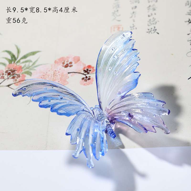 琉璃蝴蝶笔搁毛笔书法文房四宝线香香插香炉小摆件装饰书房国潮