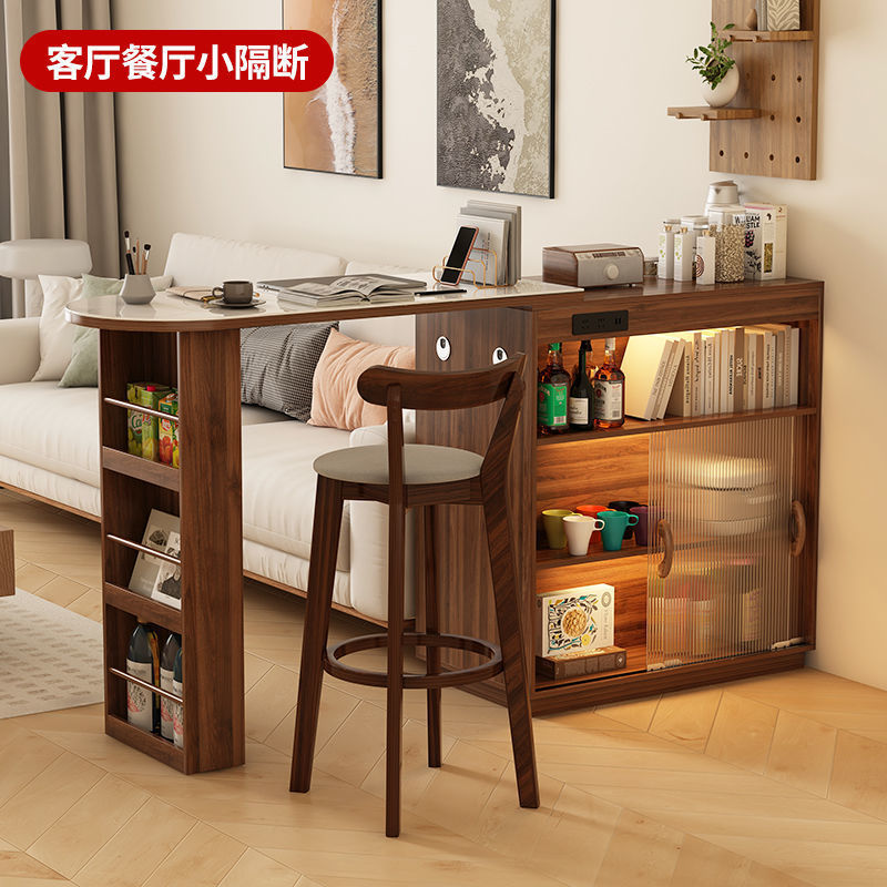 小户型玻璃伸缩吧台餐桌隔断储物