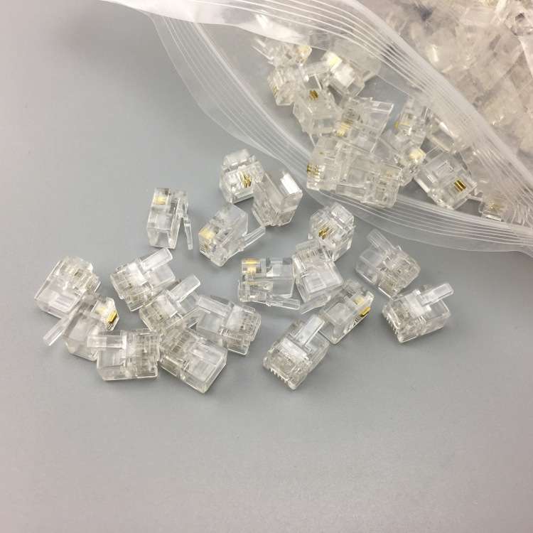 两芯电话水晶头供应优质6P2C水晶头 RJ11接口电话水晶头全新塑料