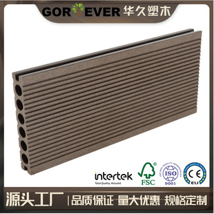 室外圆孔塑木地板户外木塑地板生态板露台花园公园景区防腐木地板