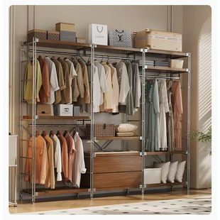 衣柜衣架落地立式 挂衣柜新款 家居衣帽间收纳衣柜 置物架开放式 日式