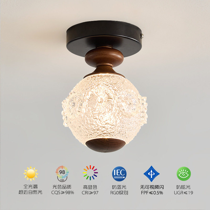 中古风走廊过道吸顶灯阳台玄关门口装饰灯入户衣帽间复古小灯跨境