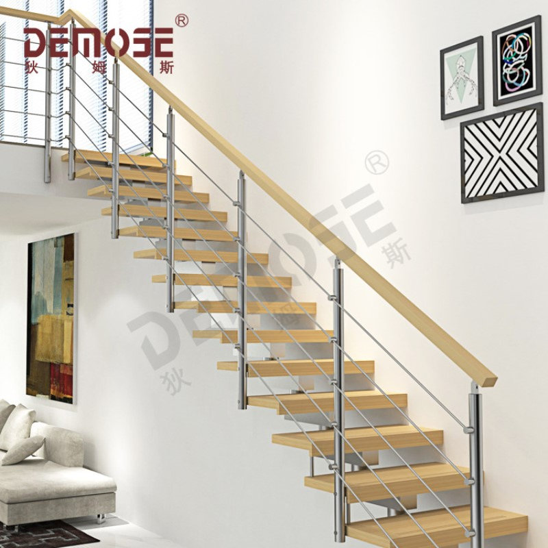 工厂制造 不锈钢单套筒楼梯 钢结构木踏板楼梯 黑桃木踏板