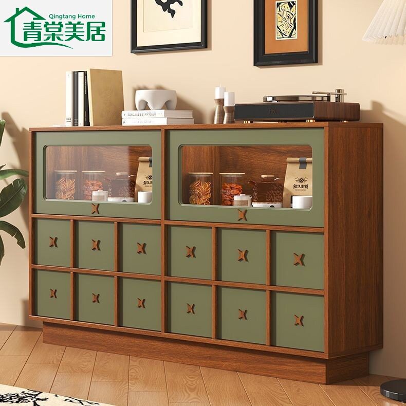 中古风斗柜餐边柜多功能靠墙酒柜置物架一体客厅家用储物厨房橱柜