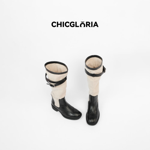 CHICGLORIA复古两穿堆堆骑士靴