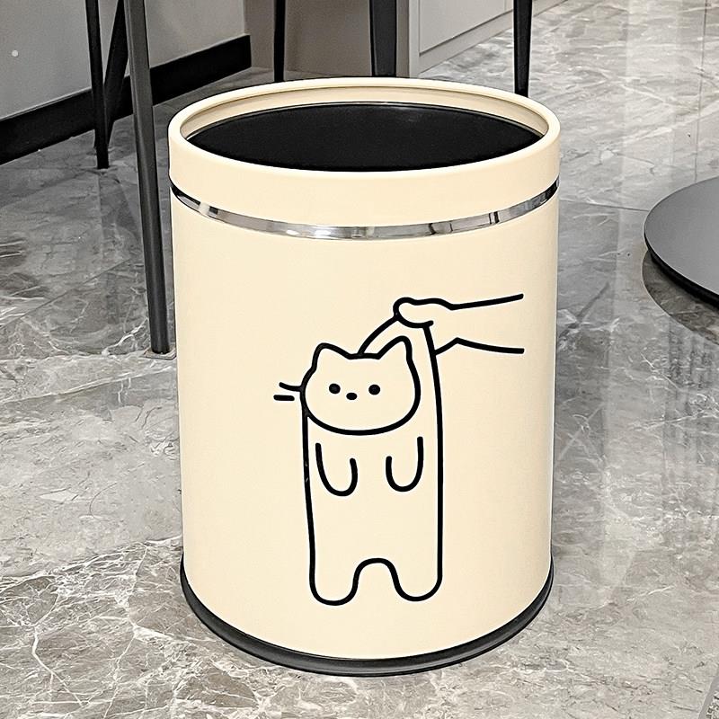2025新款高颜值创意猫咪垃圾桶家用客厅纸篓大容量双层无盖卫生桶