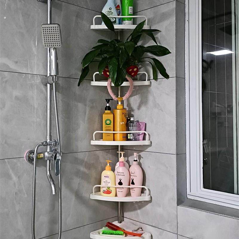 浴室置物架不锈钢伸缩杆顶天立地化妆室厨房三角收纳层架子免打孔