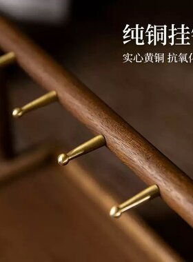 黑胡桃木玄关挂钥匙收纳盒摆件门厅门口置物架抽屉式首饰盒手串盘
