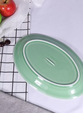 中式大号二等品鱼盘家用商用青瓷盘子陶瓷酒店菜盘果盘蒸