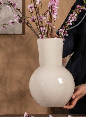 浅黄色景德镇陶瓷花瓶家居装饰摆件可水培家居饰品简约现代花瓶