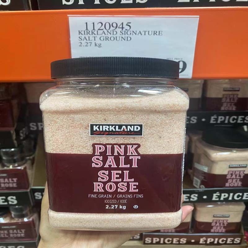 现货加拿大Kirkland科克兰喜马拉雅粉盐玫瑰盐含碘食用盐2.27kg