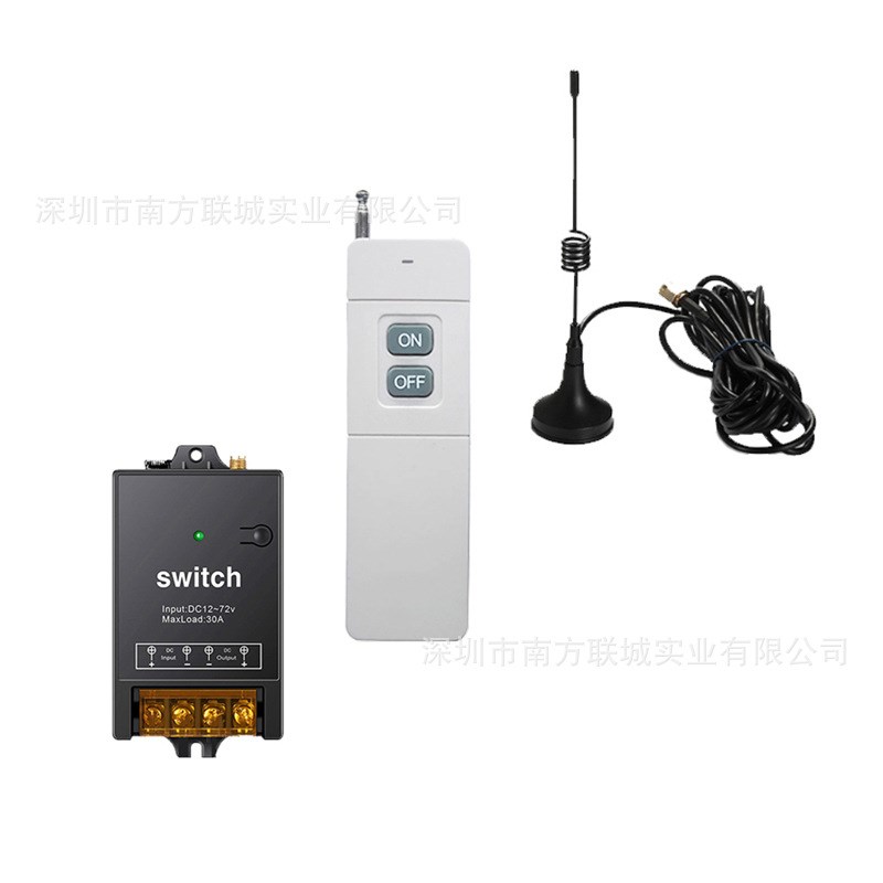 无线遥控开关DC12-72V30A无线开关水泵电灯电源RF433远程遥控
