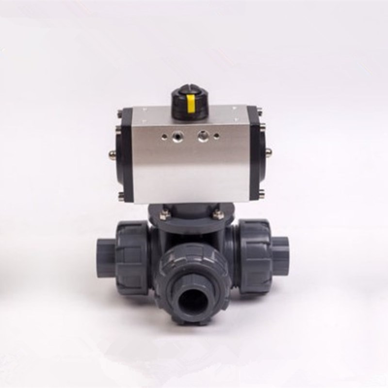 气动UPVC三通球阀气动塑料三通球阀气动L型