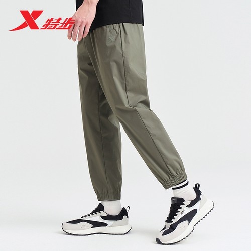 特步梭织九分裤工装裤男2024夏季新款透气束脚休闲裤976229570056