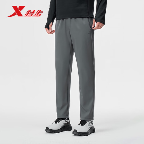 特步男冬季加绒保暖运动长裤