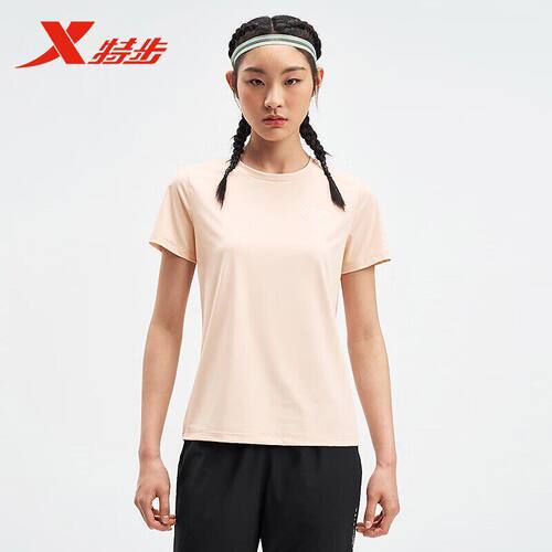 特步短袖女2025年新款夏季训练半袖透气T恤运动上衣975228010058