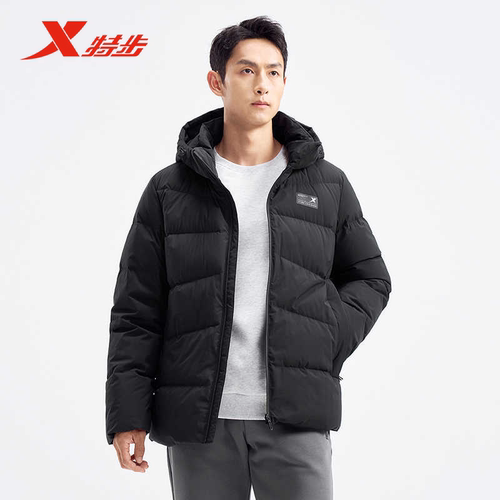 特步驭温3.0羽绒服男2024冬新款三防保暖羽绒风衣976429190172