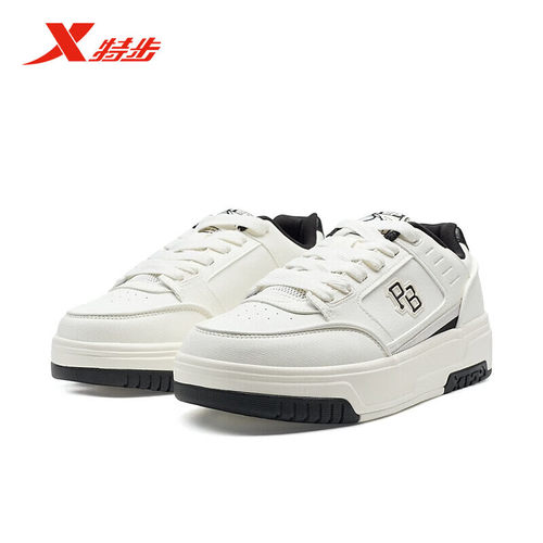 特步休闲鞋千层鞋板鞋男2025秋季复古百搭休闲运动鞋975319310019