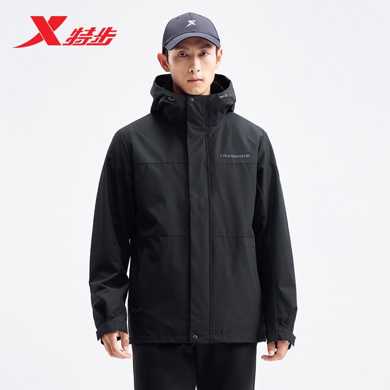 特步男户外两件套冲锋衣