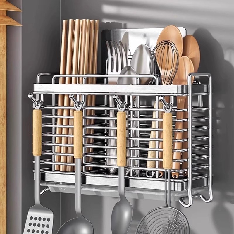 不锈钢筷子收纳盒厨房筷子笼壁挂式筷笼家用勺子筷子筒置物架