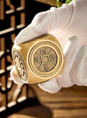 六面转转钱黄铜扭转乾坤进宝黄铜解压魔方手把件铜工艺品手把玩件
