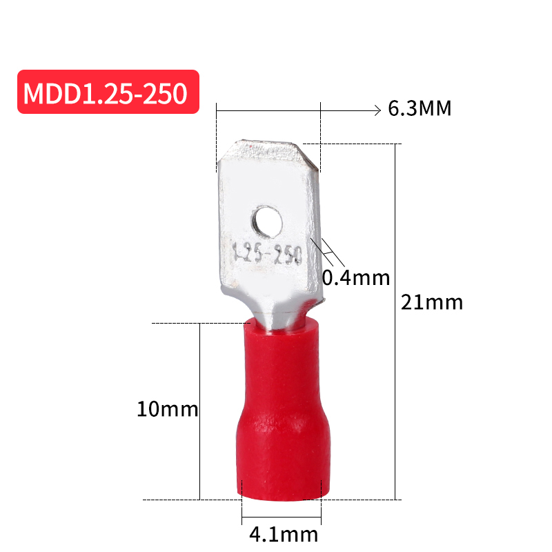 MDD1.25-250预绝缘冷压x端子公插片对插接线端头0.5-1.5平方