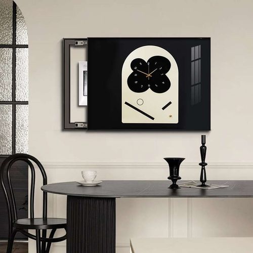 花朵电表箱装饰画带钟表免打孔配电箱电闸遮挡挂画2025新款高级感