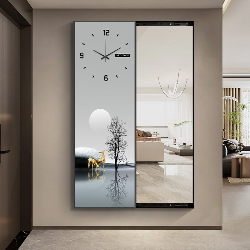 隐藏式推挽式全身j镜挂钟装饰画可达豪华高端入口入口隐形梳妆镜