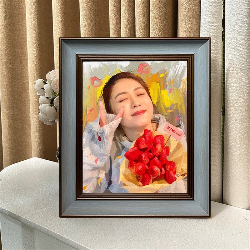 爱画画的子衿视频同款相框板绘肖像油画
