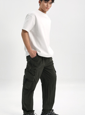 CJMJ宽松白色短袖T恤男女同款圆领重磅纯棉简约休闲半袖上衣