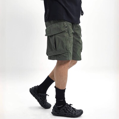 【现货48小时】CJMJ卡其黑色工装短裤美式复古日系休闲美式男军绿
