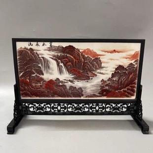 瓷板画屏风家装 仿古瓷器宫廷风格 客厅办公室摆件工艺品古玩收藏品