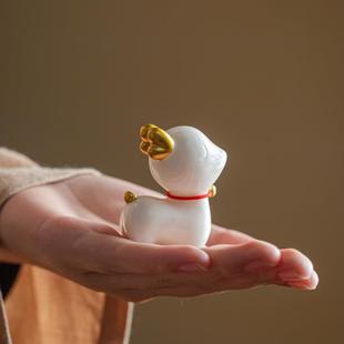 创意可爱陶瓷小鹿桌面摆件一路有你轻奢茶宠盆景治愈系家居饰品