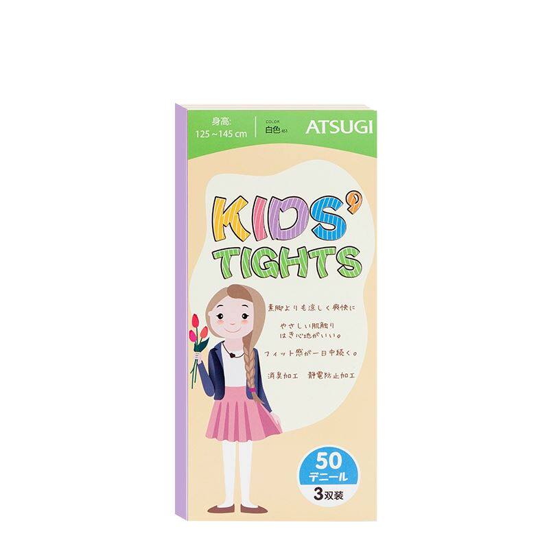 ATSUGI/厚木儿童丝袜女童3双薄款透气白色舞蹈袜专用打底袜连裤袜