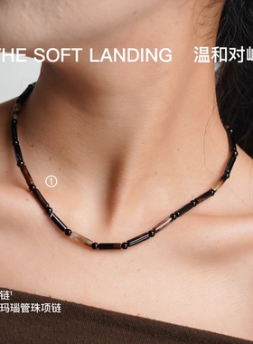 无用之用天然玛瑙圆管珠项链