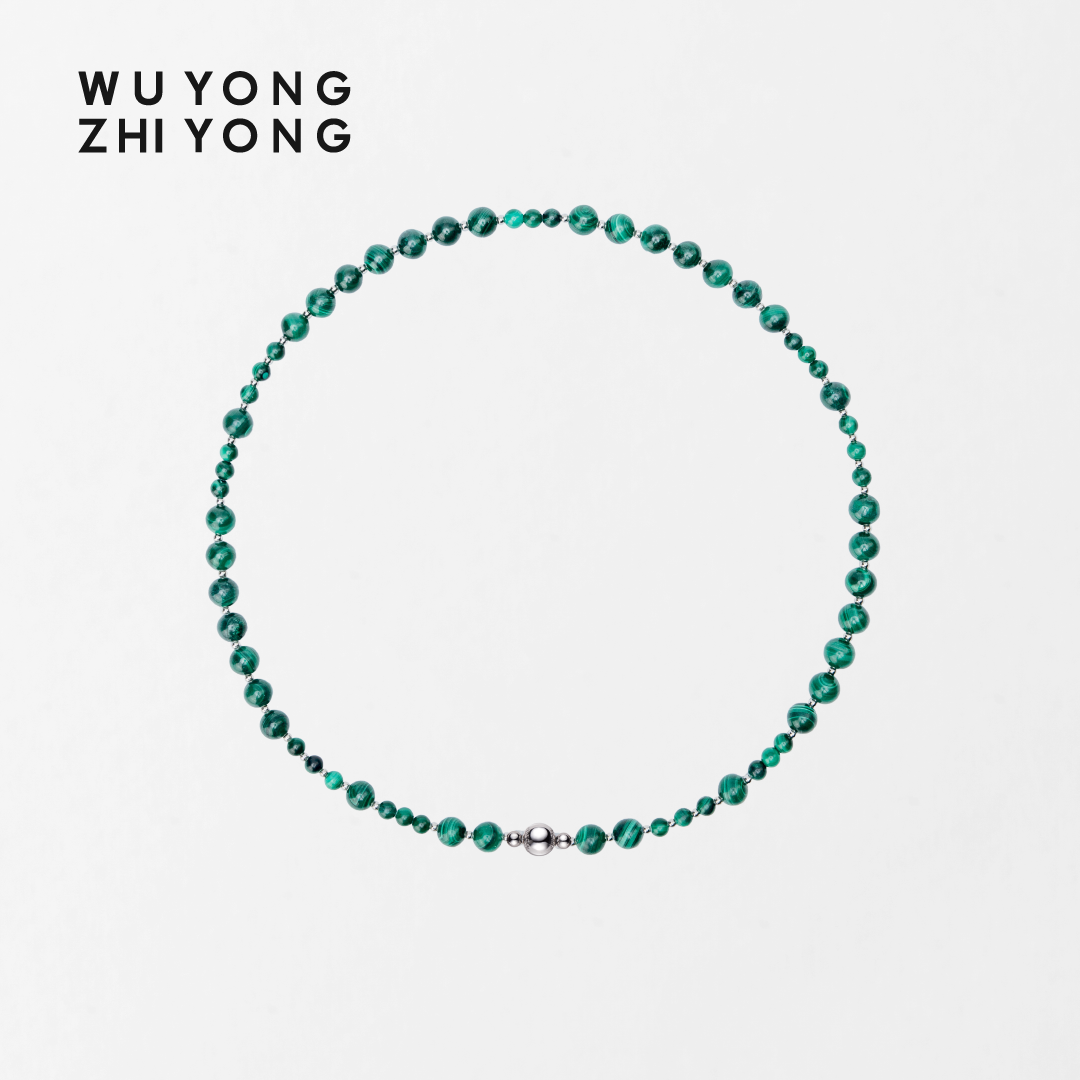 无用之用天然孔雀石大小珠项链