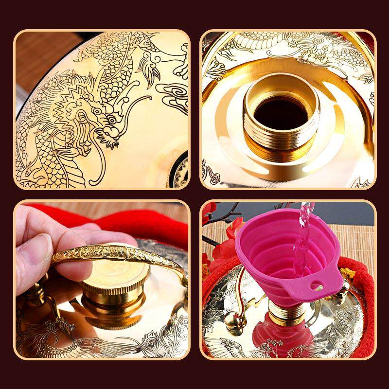 天艺龙凤烫婆子汤婆子汤捂子注水加厚暖手脚宝纯铜热水袋暖壶大号